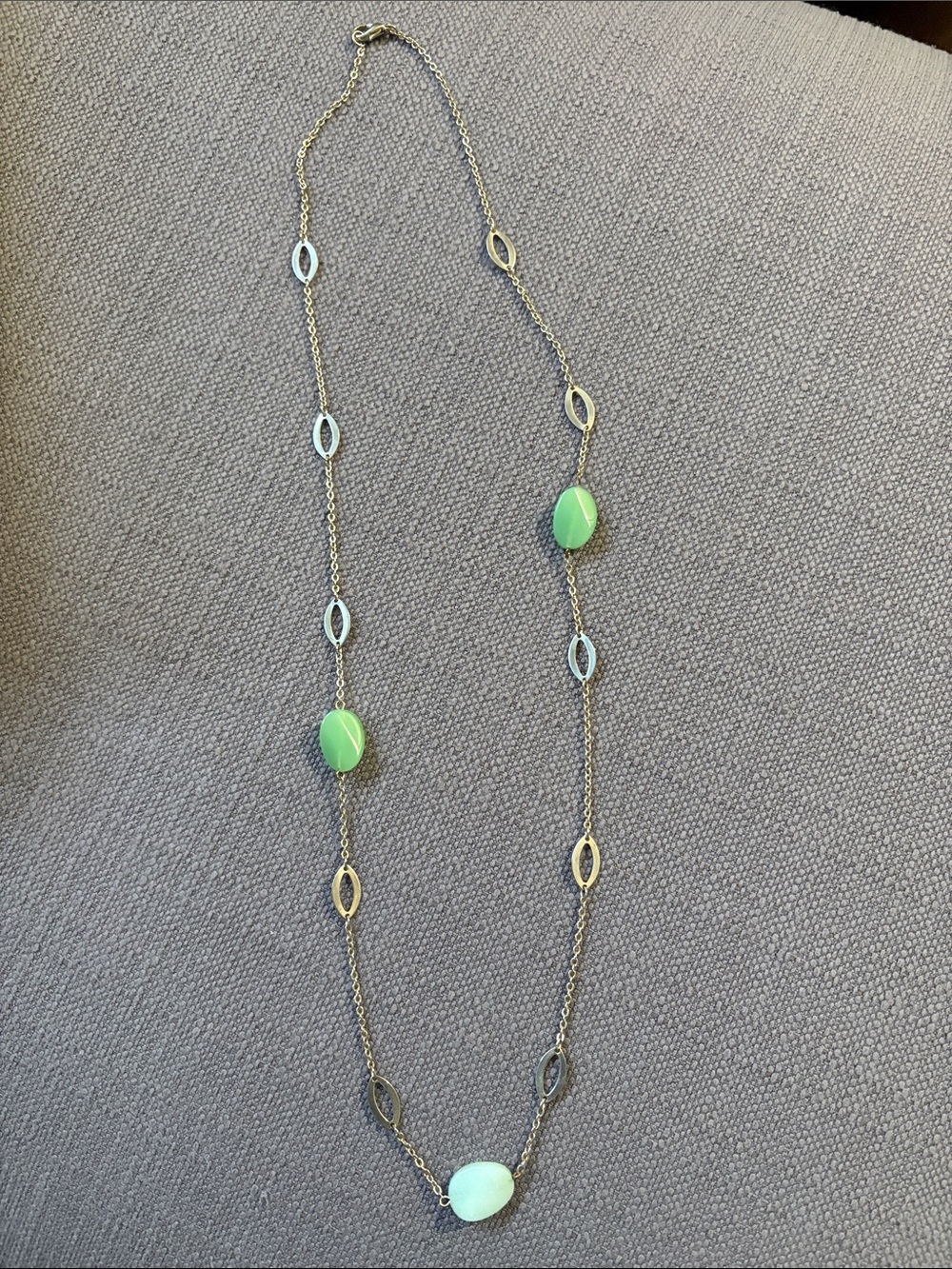 White House Black Market Silver-Tone Necklace with Green Beads